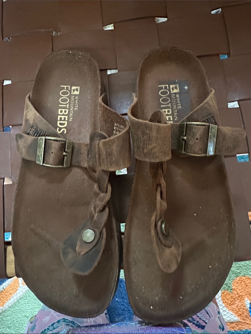 White Mountain Brown Suede Buckle Footbed Sandals